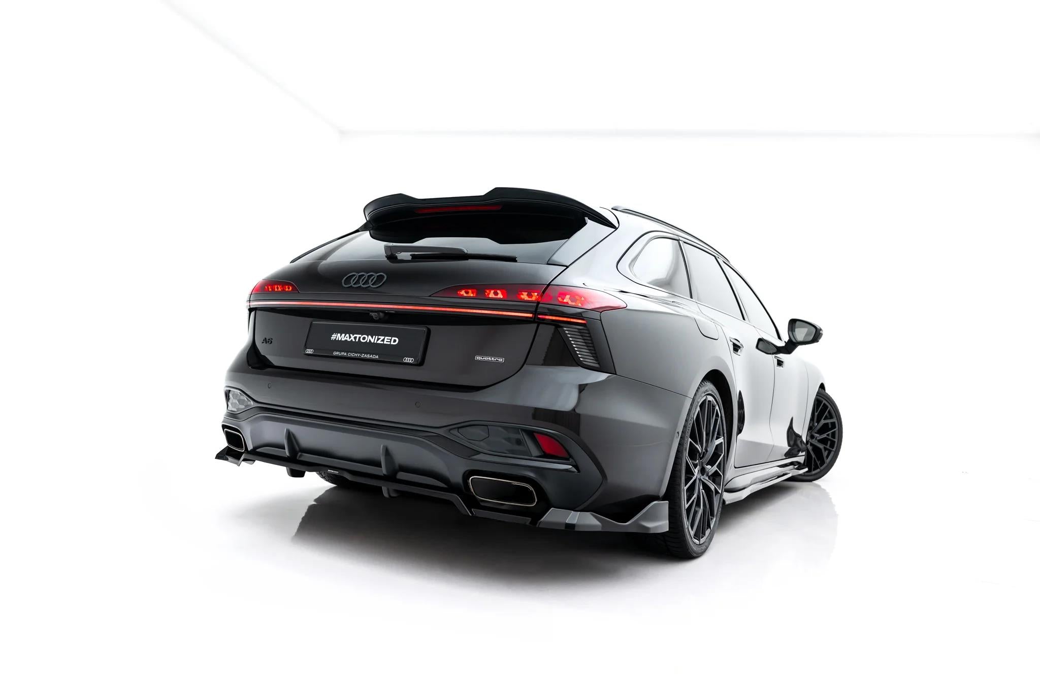 Maxton Design Street+ Mittlerer Diffusor Race Passend für V.4 Audi A6 S-Line C9 Schwarz Hochglanz