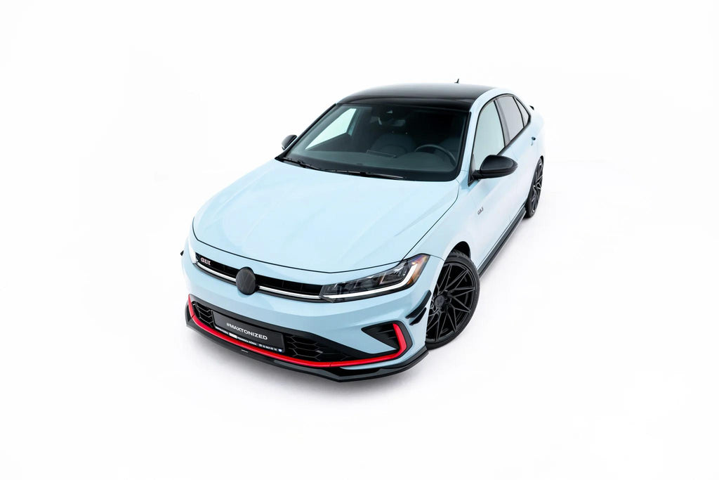 Maxton Design Street+ Spoilerlippe Front Ansatz V.2 passend für VW Jetta GLI Mk7 Facelift 2 schwarz Hochglanz