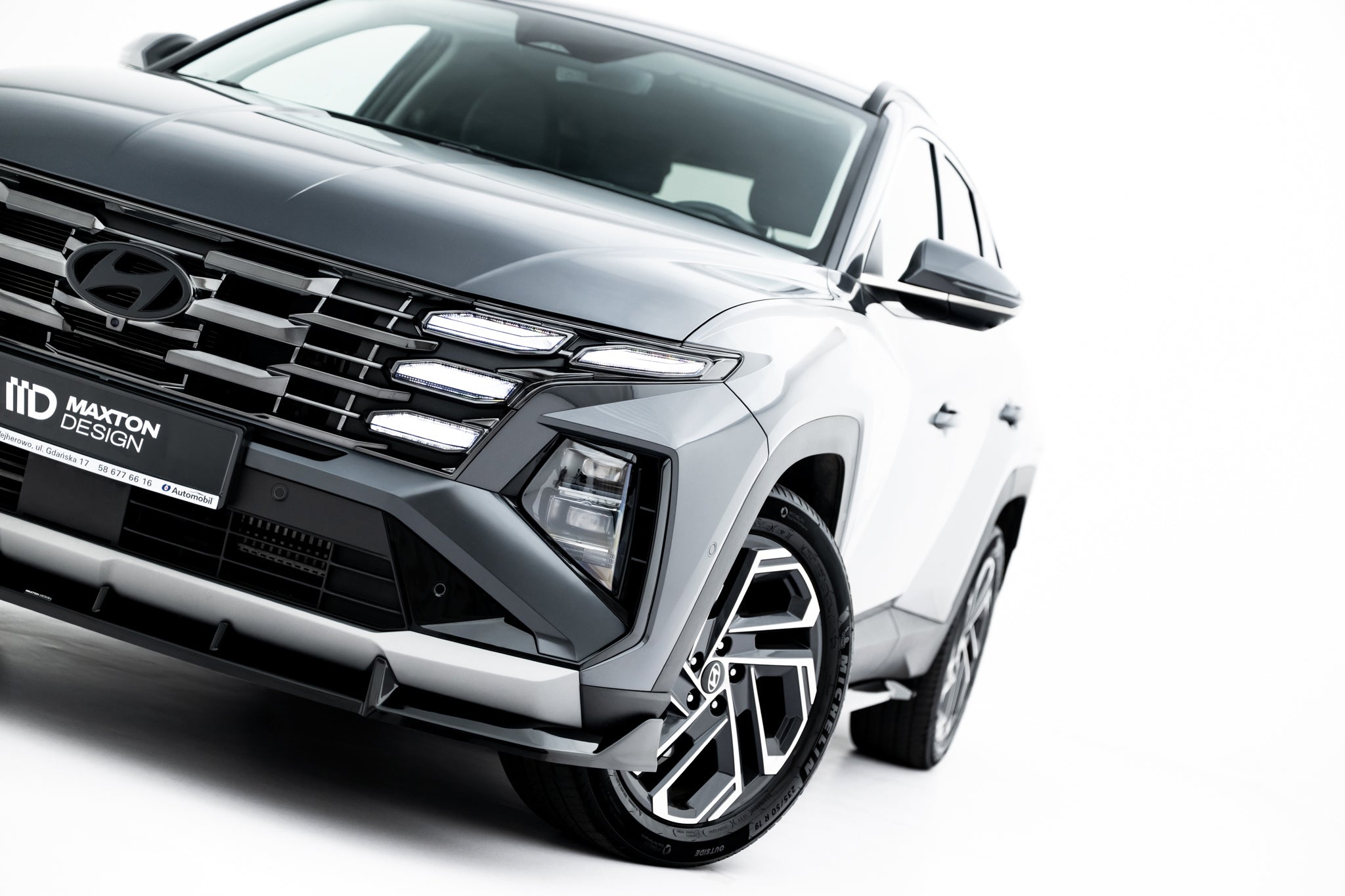 Maxton Design Street+ Spoilerlippe Front Ansatz passend für Hyundai Tucson Mk4 Facelift schwarz Hochglanz