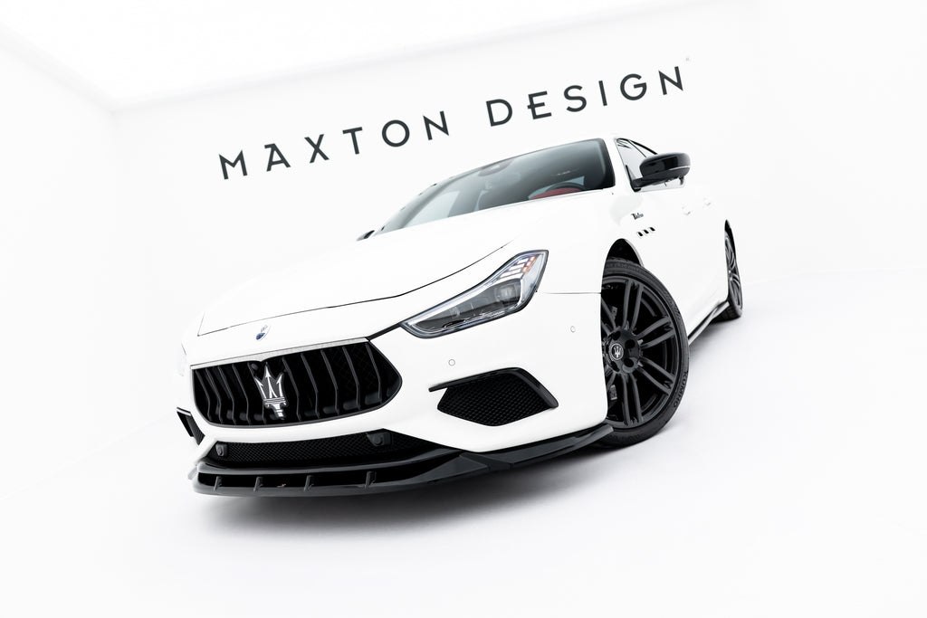Maxton Design Street+ Spoilerlippe Front Ansatz passend für Maserati Ghibli Modena Mk3 Facelift schwarz Hochglanz