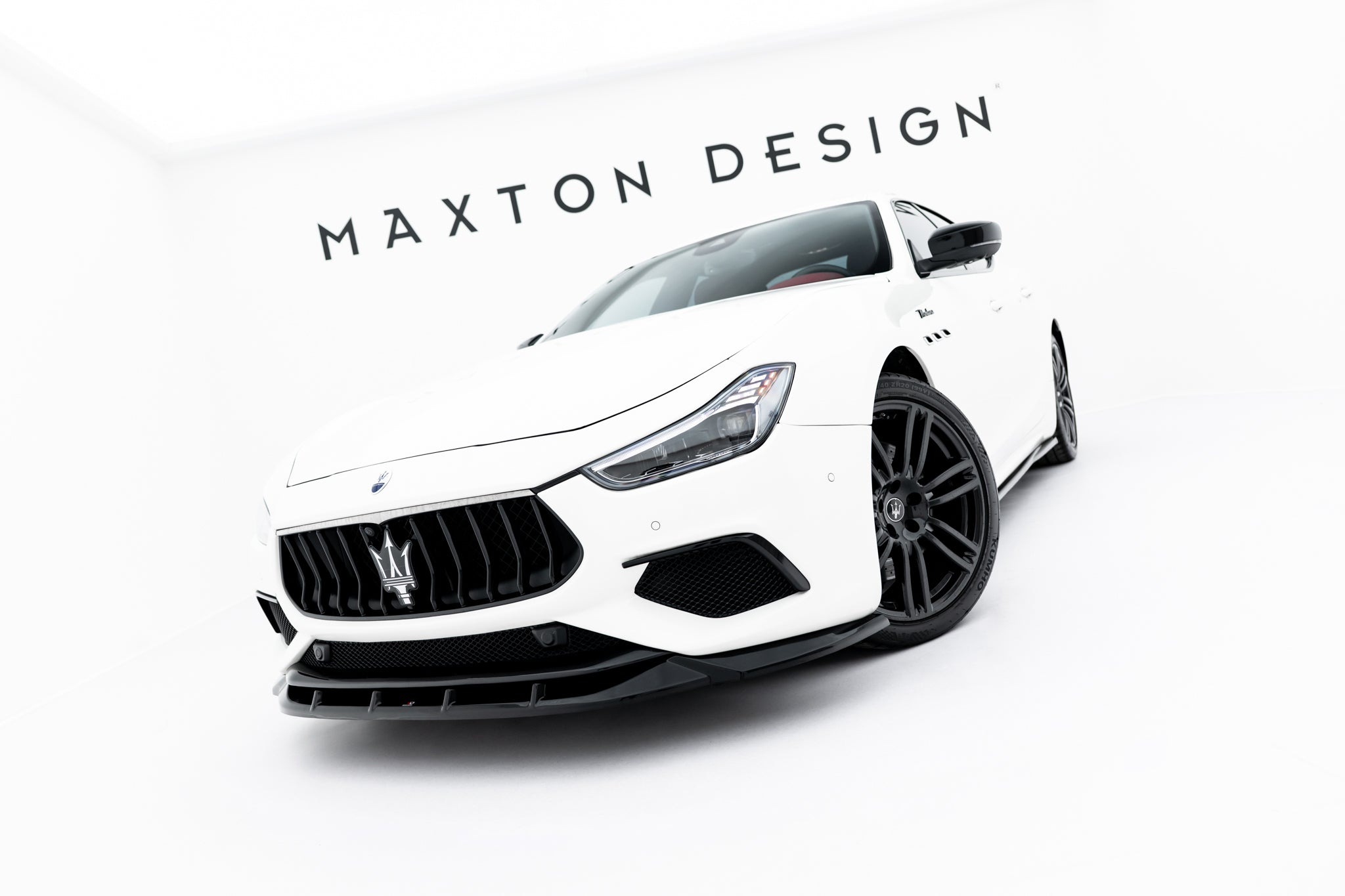 Maxton Design Street+ Spoilerlippe Front Ansatz passend für Maserati Ghibli Modena Mk3 Facelift schwarz Hochglanz