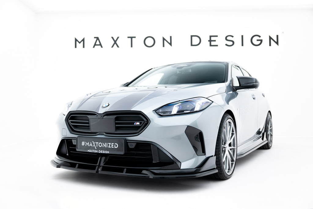 Maxton Design Street+ Spoilerlippe Front Ansatz V.1 passend für BMW M135i M Performance F70 schwarz Hochglanz