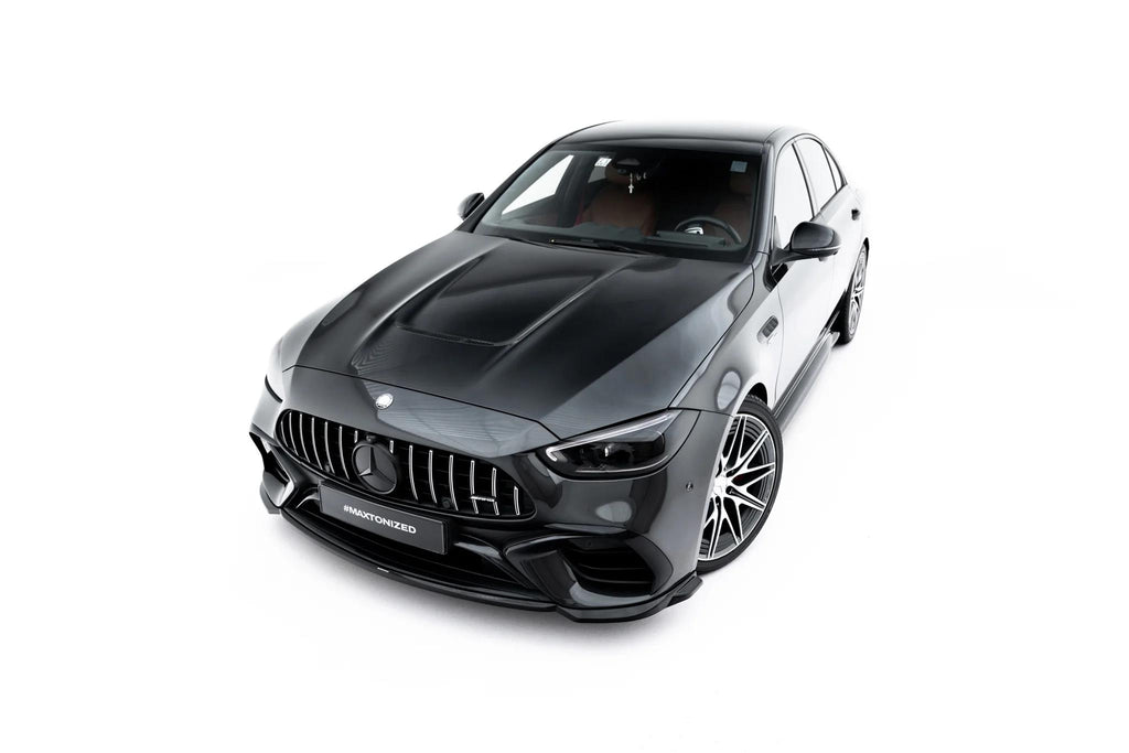 Maxton Design Street+ Spoilerlippe Front Ansatz V.2 passend für Mercedes-AMG C63 Limousine / Kombi W206 / S206 schwarz Hochglanz