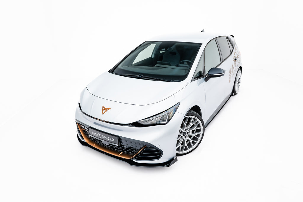 Maxton Design Street Pro Street+ Spoilerlippe Front Ansatz + Flaps passend für Cupra Born Mk1 schwarz Hochglanz