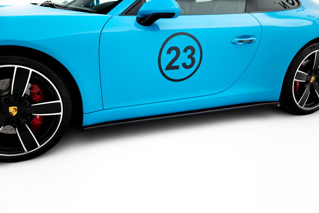 Maxton Design Street+ Seitenschweller Leisten passend für Porsche 911 Carrera 991 Facelift schwarz Hochglanz