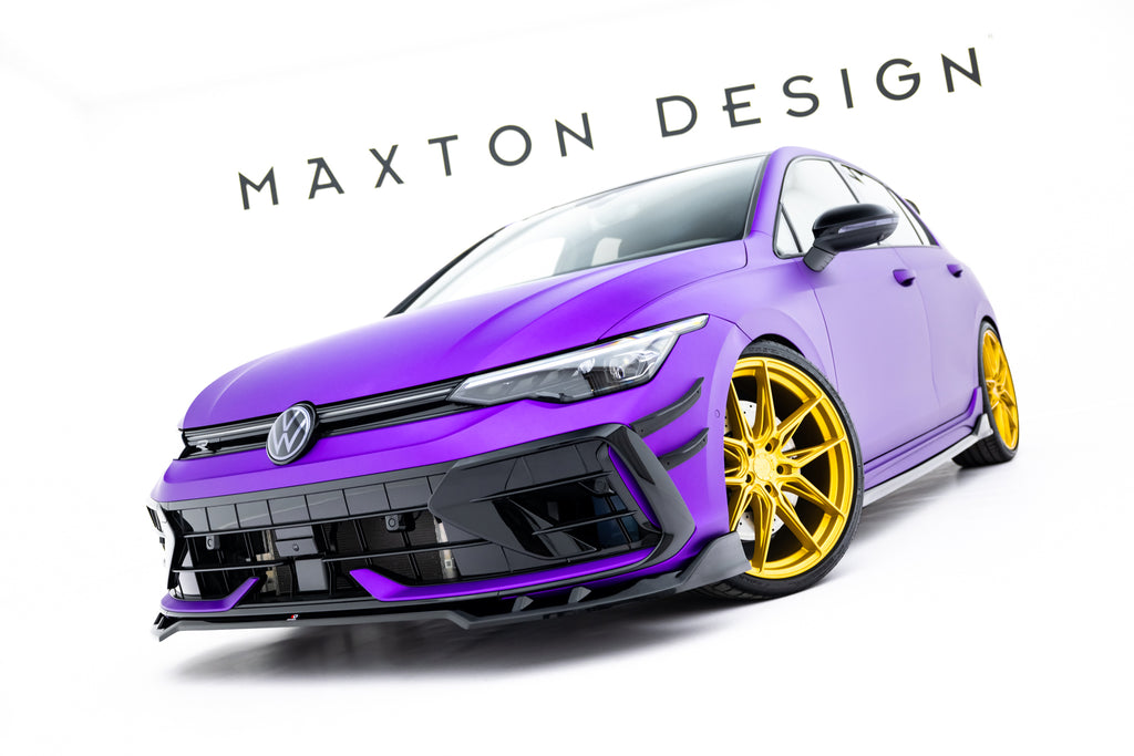 Maxton Design Street+ Spoilerlippe Front Ansatz V.1 passend für VW Golf R Variant Mk8 Facelift schwarz Hochglanz