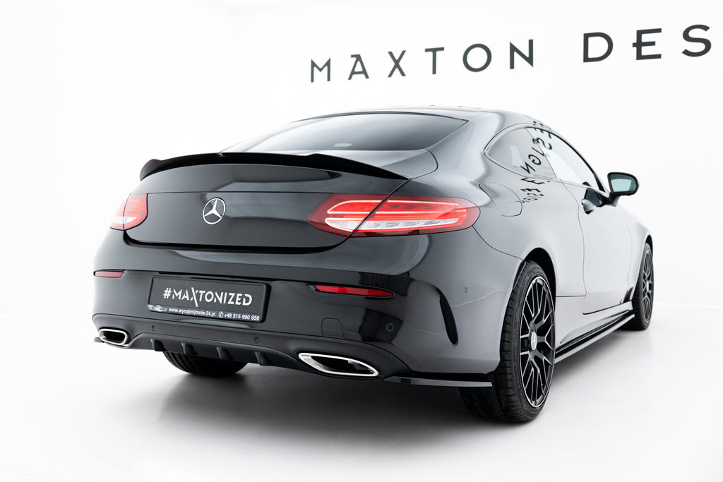 Maxton Design Spoiler CAP passend für Mercedes- Benz C Coupe AMG-Line C205 schwarz Hochglanz