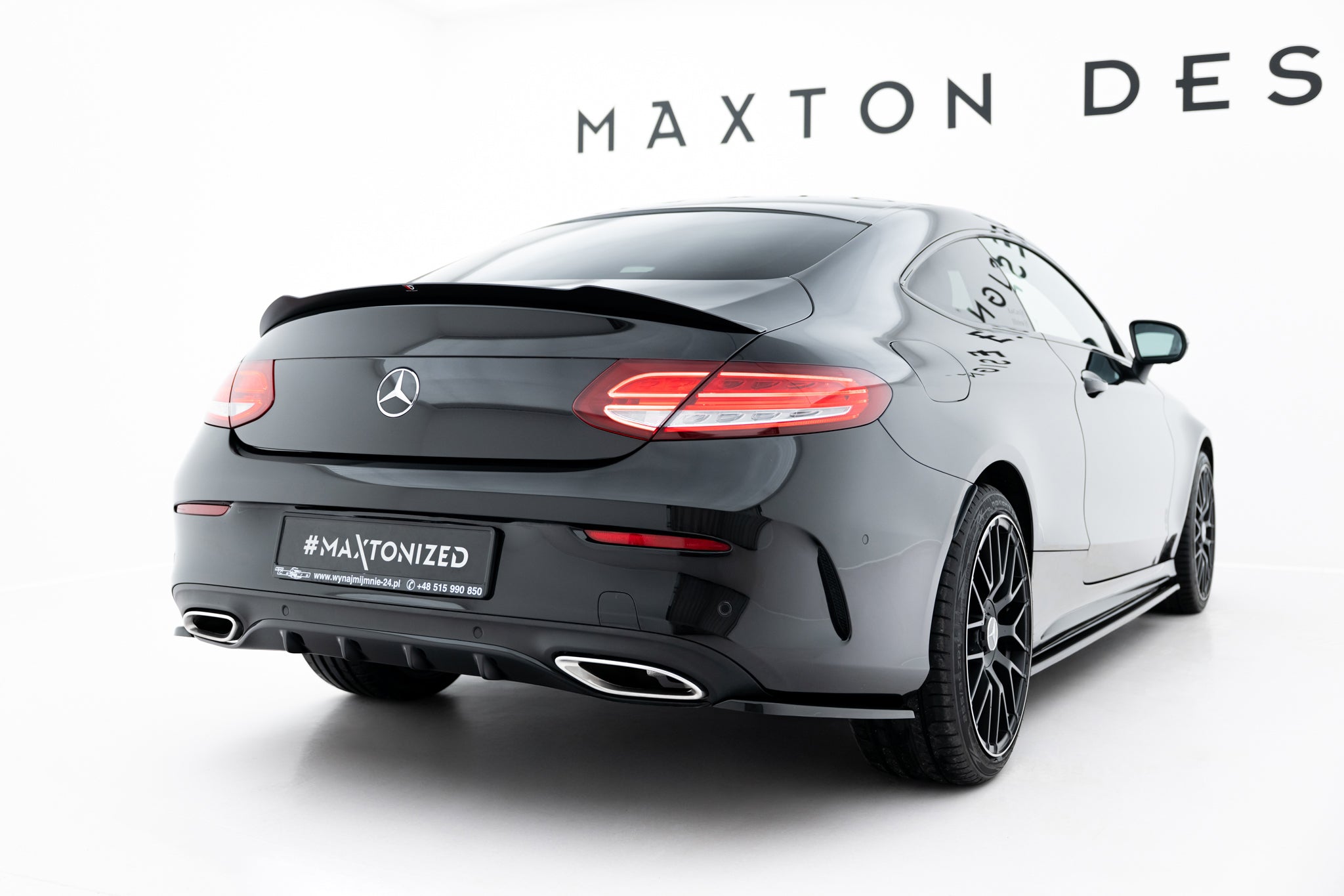 Maxton Design Spoiler CAP passend für Mercedes- Benz C Coupe AMG-Line C205 schwarz Hochglanz