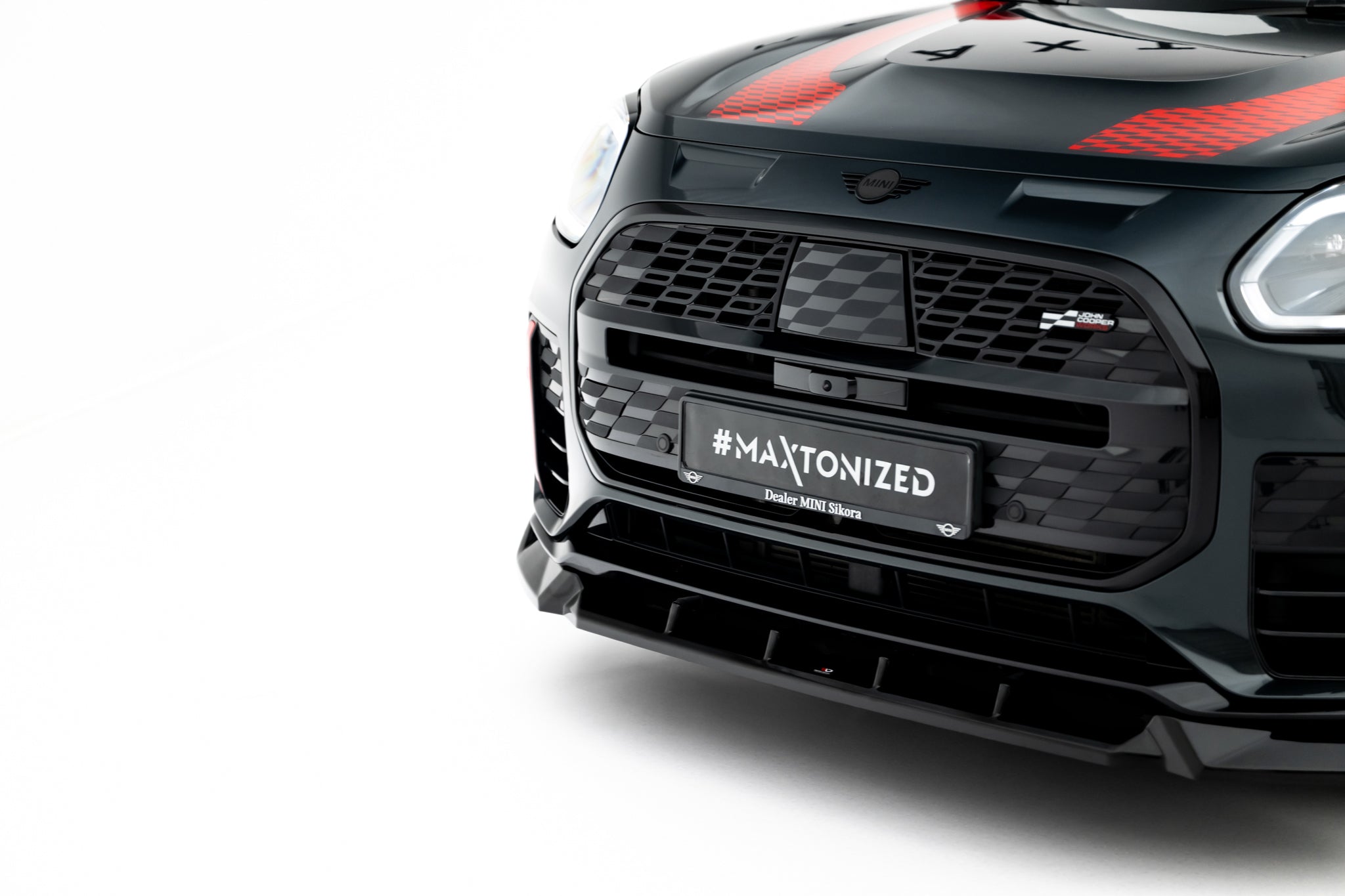 Maxton Design Street+ Spoilerlippe Front Ansatz passend für Mini Countryman JCW U25 schwarz Hochglanz