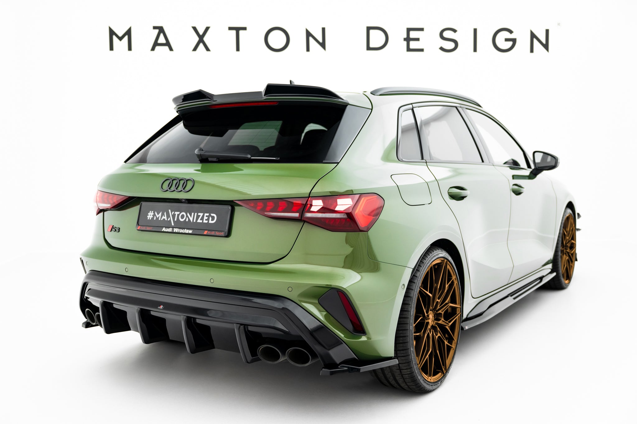 Maxton Design Heck Ansatz Flaps Diffusor V.3 passend für Audi S3 Sportback 8Y Facelift schwarz Hochglanz