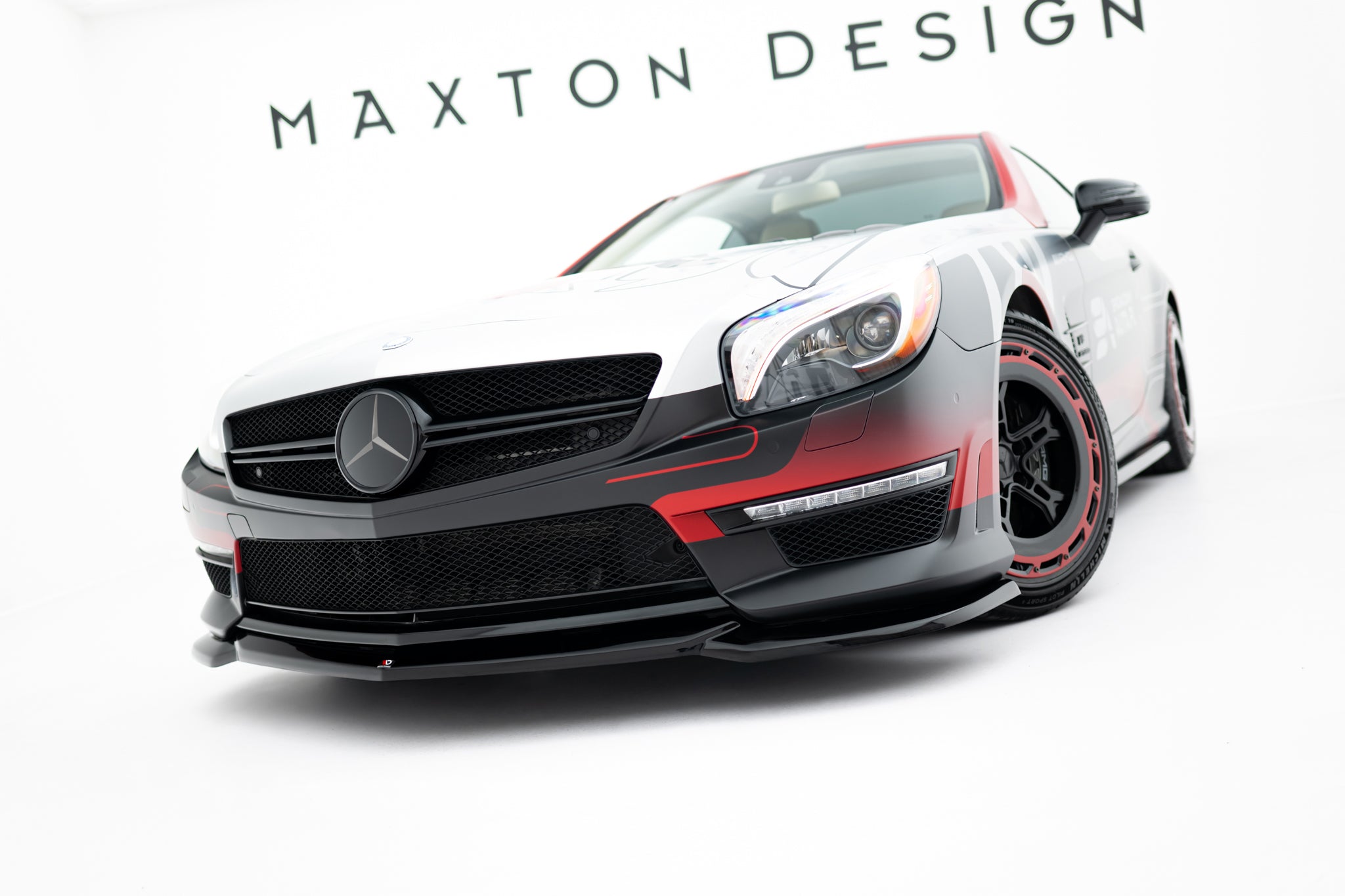 Maxton Design Street+ Spoilerlippe Front Ansatz V.2 passend für Mercedes-Benz SL 63 AMG R231 schwarz Hochglanz