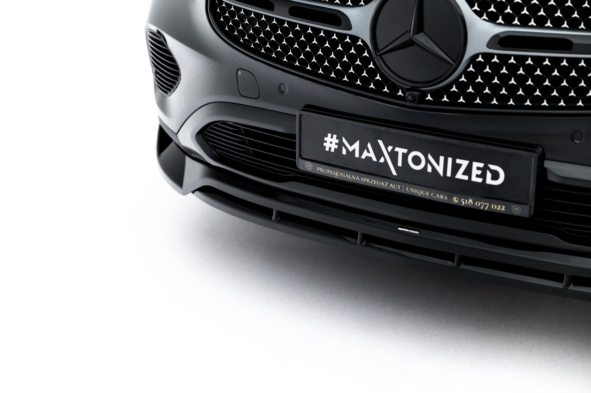 Maxton Design Street+ Spoilerlippe Front Ansatz passend für Mercedes-Benz GLC Coupe C254 schwarz Hochglanz