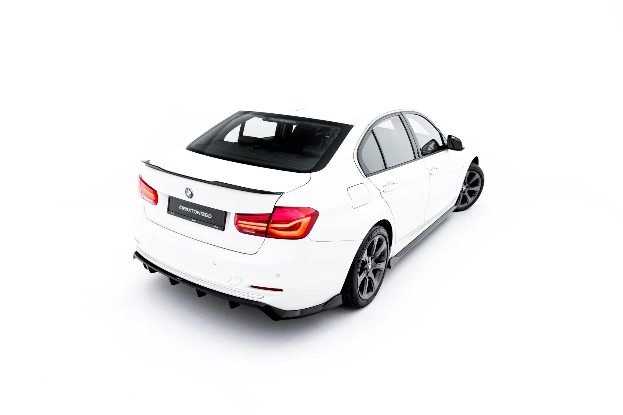 Maxton Design Spoiler CAP passend für BMW 3er Sportline Limousine F30 schwarz Hochglanz
