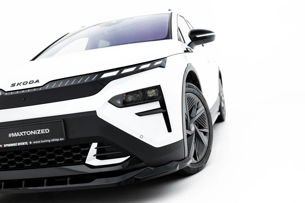 Maxton Design Street+ Spoilerlippe Front Ansatz Passend für Skoda Elroq RS Mk1 Schwarz Hochglanz