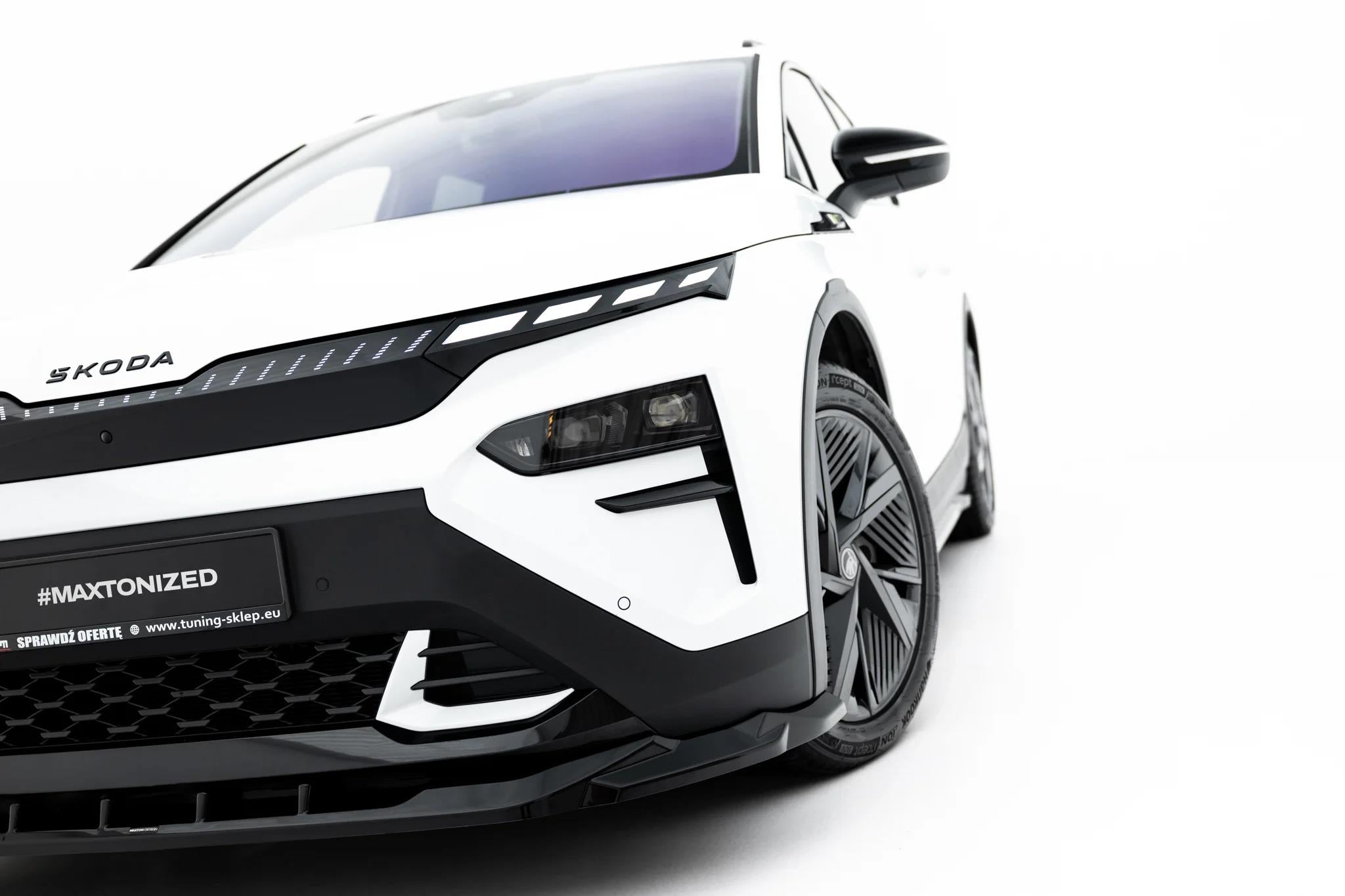 Maxton Design Street+ Spoilerlippe Front Ansatz Passend für Skoda Elroq RS Mk1 Schwarz Hochglanz