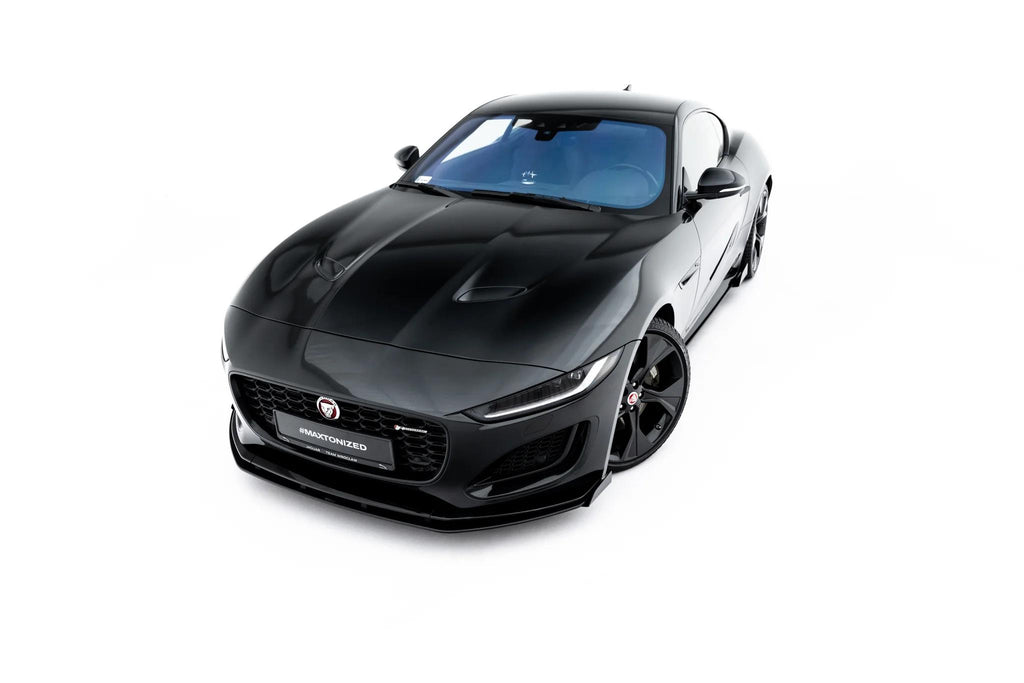 Maxton Design Street Pro Street+ Spoilerlippe Front Ansatz + Flaps Passend für Jaguar F-Type X152 Facelift 2 Schwarz Hochglanz