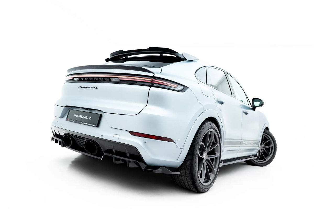 Maxton Design Street+ Mittlerer Diffusor RACE für Porsche Cayenne GTS / Turbo Sport Pack / Turbo E-Hybrid GT Pack Coupe Mk3 Facelift [2023-] | Schwarz Hochglanz | ABS-Kunststoff