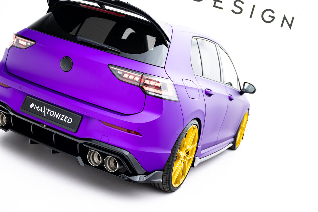 Maxton Design Street+ Mittlerer Diffusor RACE passend für V.1 VW Golf R Hatchback Mk8 / Mk8 Facelift schwarz Hochglanz