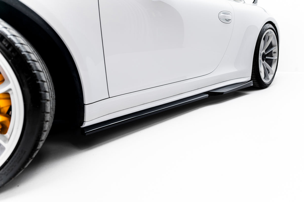 Maxton Design Street+ Seitenschweller Leisten für Porsche 911 GT3 991 [2011-2016] | Schwarz Hochglanz | ABS-Kunststoff