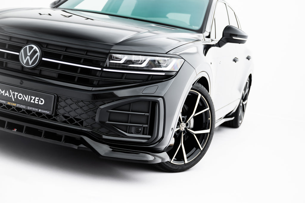 Maxton Design Street+ Spoilerlippe Front Ansatz passend für VW Touareg R-Line Mk3 Facelift schwarz Hochglanz