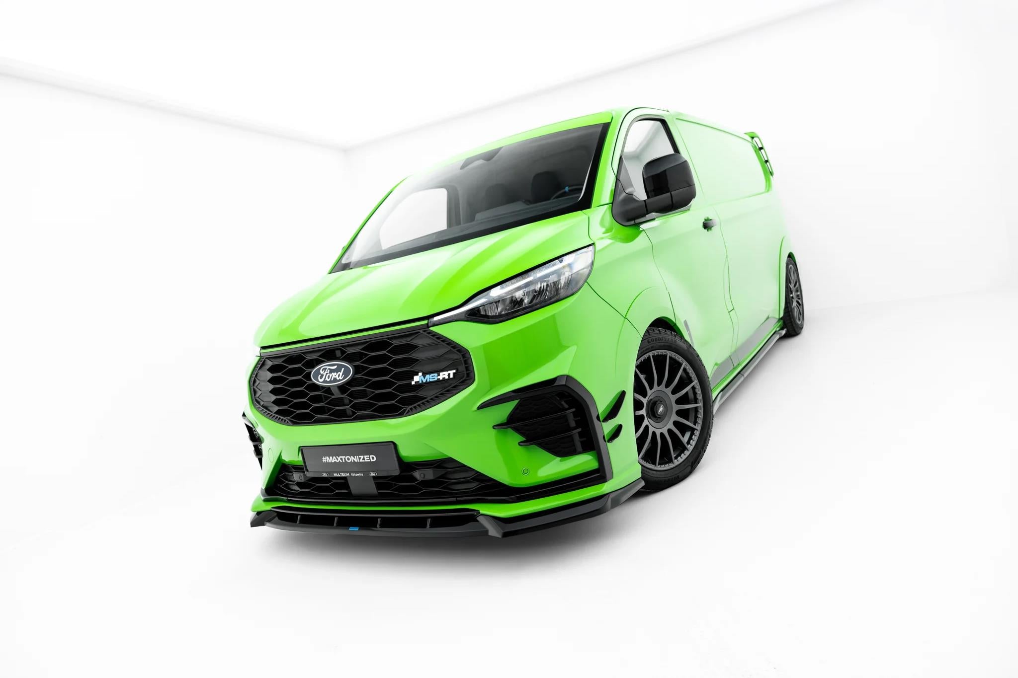 Maxton Design Street+ Spoilerlippe Front Ansatz Passend für Ford Transit Custom Msrt Mk2 Schwarz Hochglanz