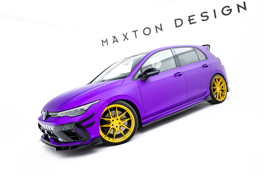 Maxton Design Street+ Seitenschweller Leisten passend für V.4 VW Golf R Hatchback Mk8 / Mk8 Facelift schwarz Hochglanz