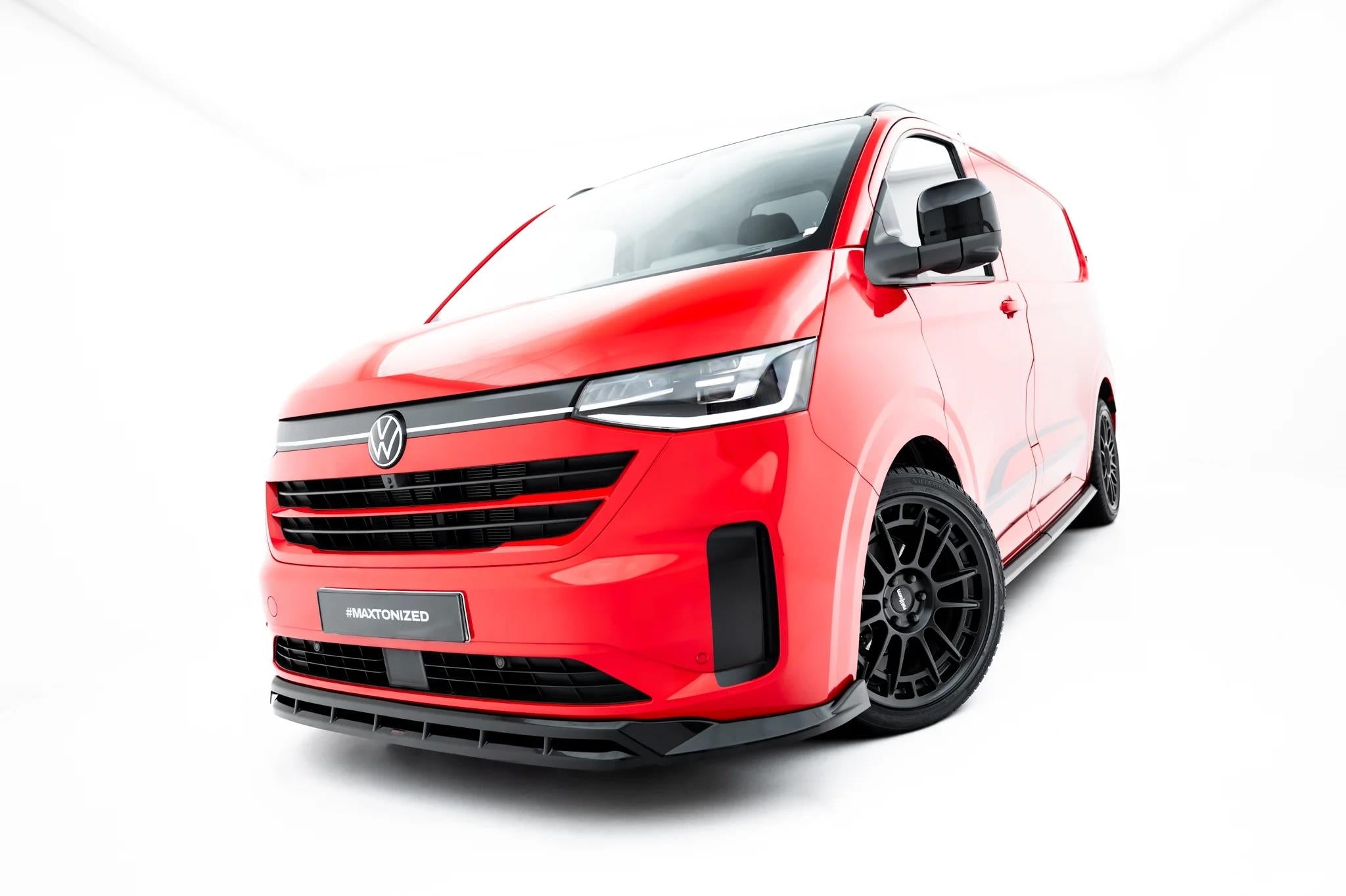 Maxton Design Street+ Spoilerlippe Front Ansatz V.2 passend für VW Transporter T7 schwarz Hochglanz