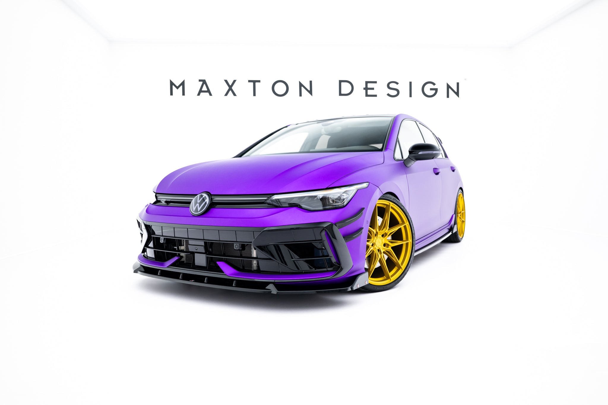 Maxton Design Street+ Spoilerlippe Front Ansatz V.3 + Flaps passend für VW Golf R Hatchback / Variant Mk8 Facelift