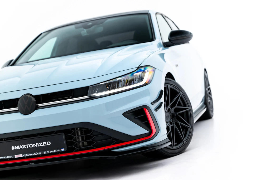 Maxton Design Street+ Spoilerlippe Front Ansatz V.2 passend für VW Jetta GLI Mk7 Facelift 2 schwarz Hochglanz