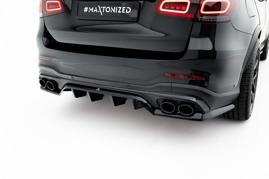 Maxton Design Street+ Mittlerer Diffusor RACE passend für Mercedes-AMG GLC 43 SUV X253 Facelift schwarz Hochglanz