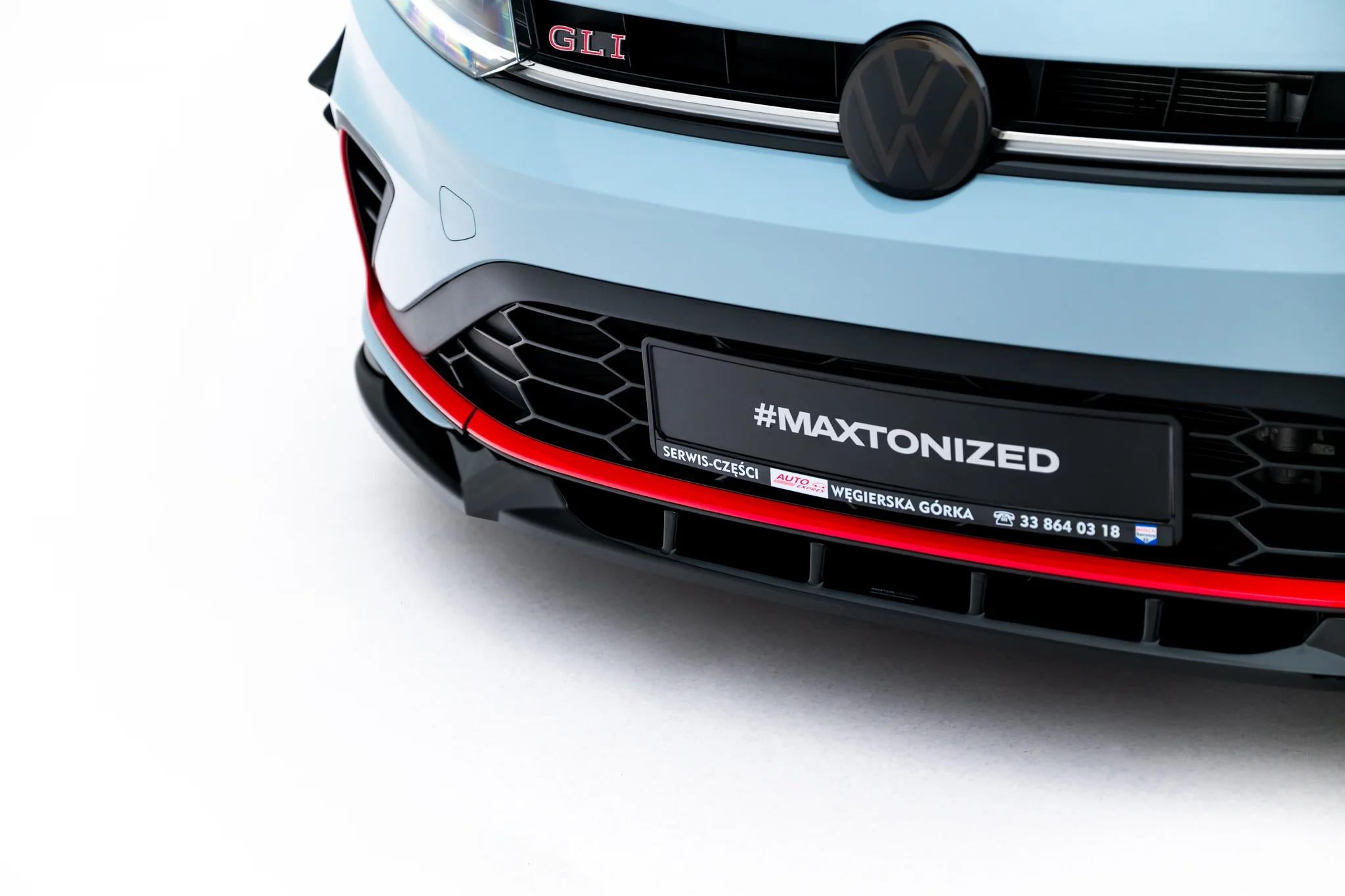 Maxton Design Street+ Spoilerlippe Front Ansatz V.1 passend für VW Jetta GLI Mk7 Facelift 2 schwarz Hochglanz