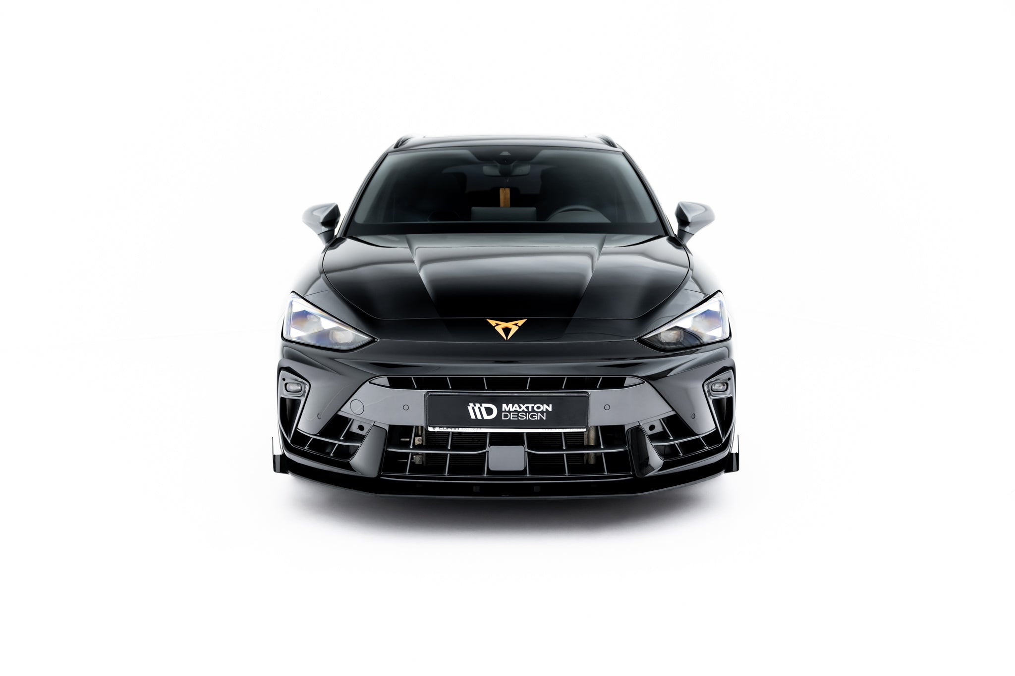 Maxton Design Street Pro Street+ Spoilerlippe Front Ansatz + Flaps passend für Cupra Leon ST / Hatchback Mk1 Facelift schwarz Hochglanz
