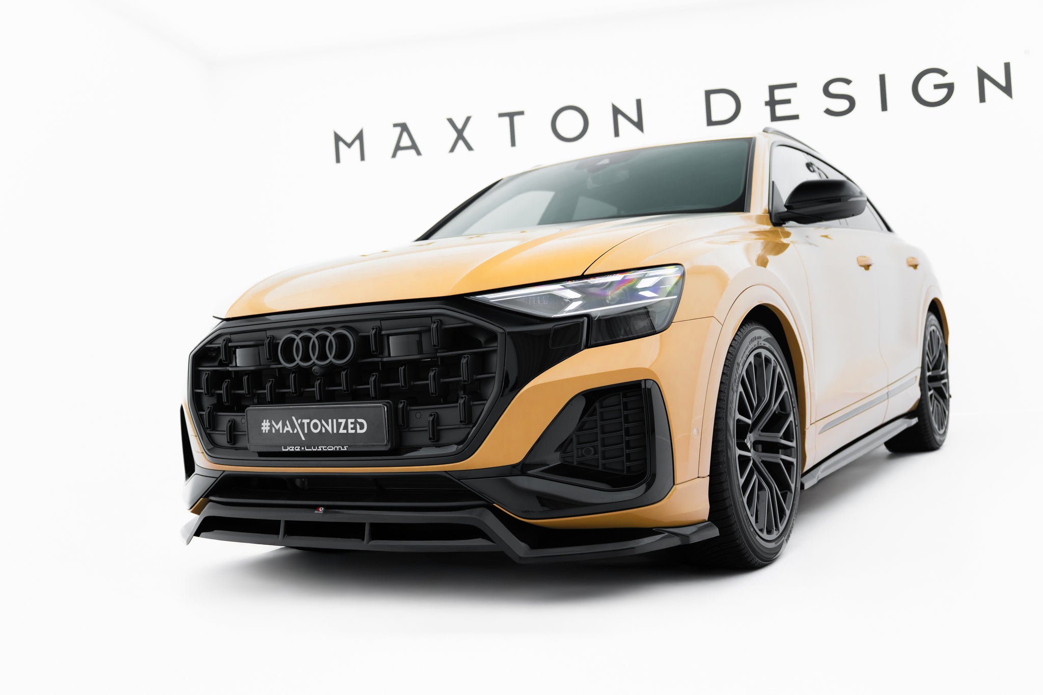Maxton Design Street+ Spoilerlippe Front Ansatz passend für Audi Q8 Mk1 Facelift schwarz Hochglanz