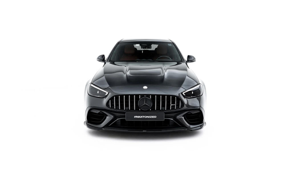 Maxton Design Street+ Spoilerlippe Front Ansatz V.2 passend für Mercedes-AMG C63 Limousine / Kombi W206 / S206 schwarz Hochglanz