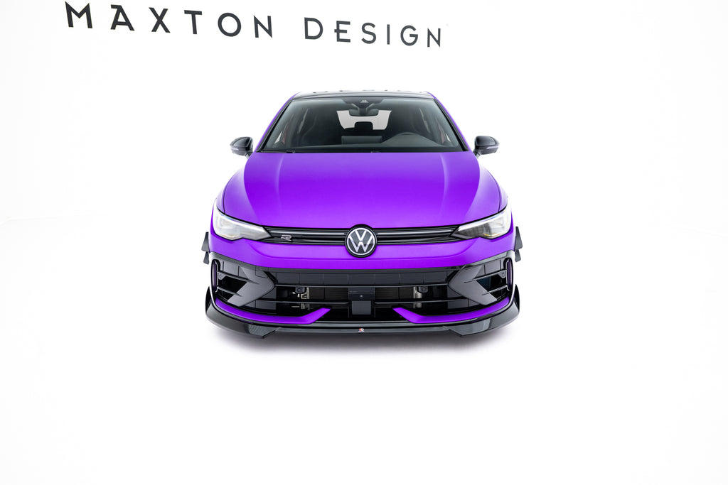 Maxton Design Street+ Spoilerlippe Front Ansatz V.4 passend für VW Golf R Variant Mk8 Facelift schwarz Hochglanz