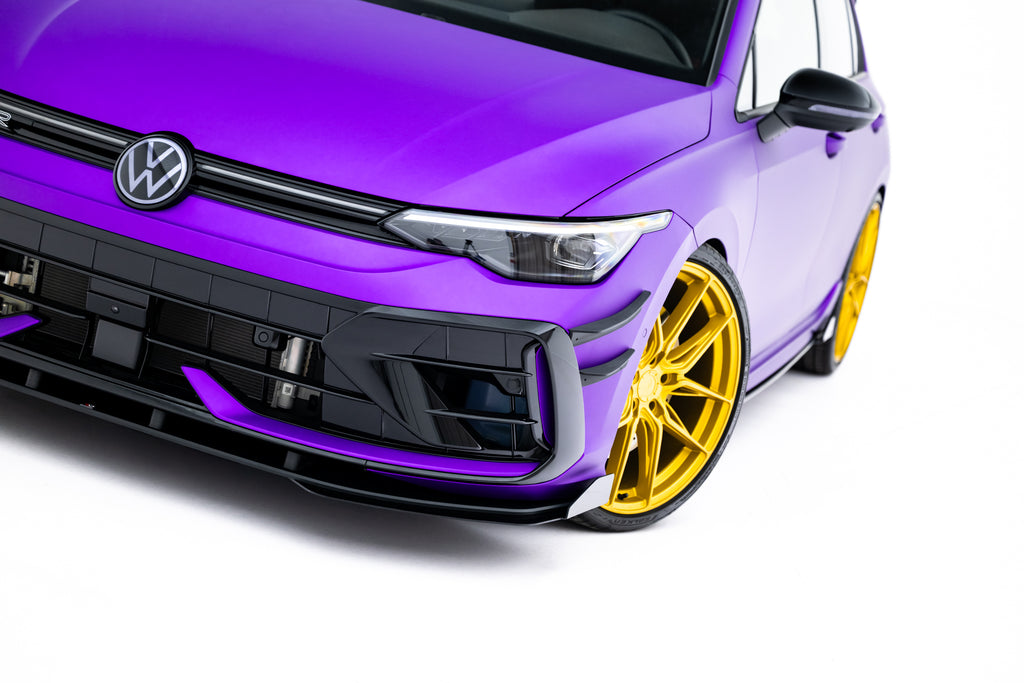 Maxton Design Street Pro Street+ Spoilerlippe Front Ansatz + Flaps passend für VW Golf R Hatchback Mk8 Facelift schwarz Hochglanz