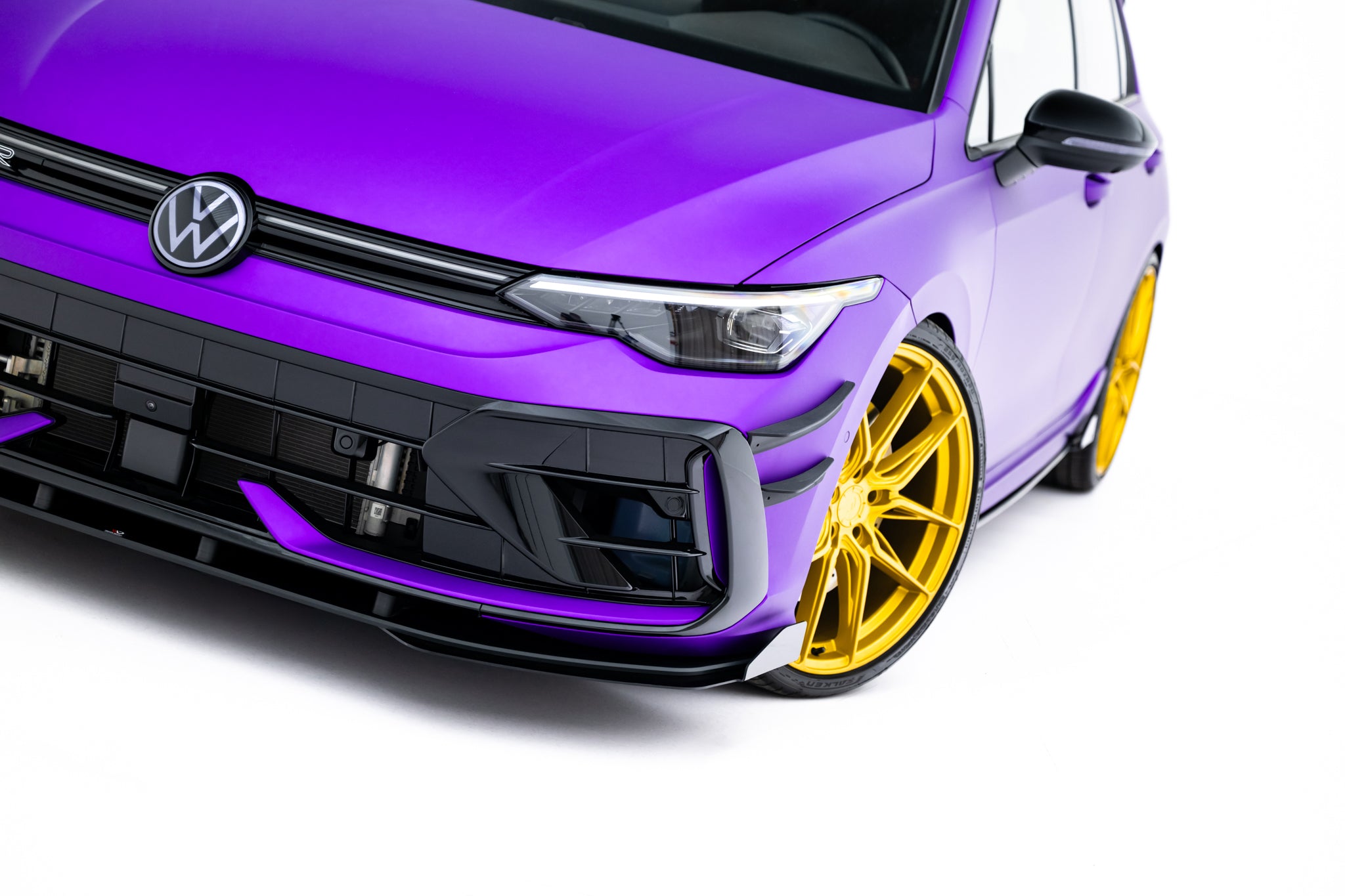 Maxton Design Street Pro Street+ Spoilerlippe Front Ansatz + Flaps passend für VW Golf R Hatchback Mk8 Facelift schwarz Hochglanz