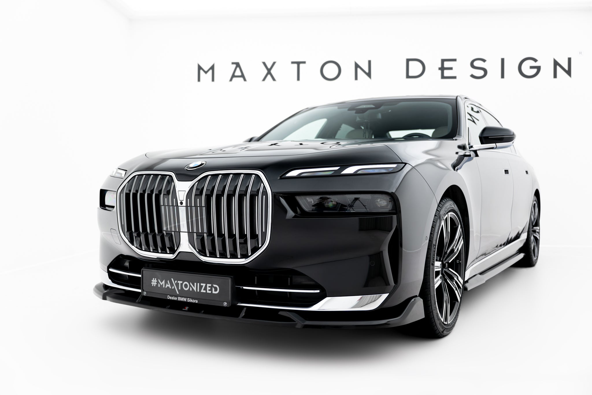 Maxton Design Street+ Spoilerlippe Front Ansatz V.1 passend für BMW 7 G70 schwarz Hochglanz