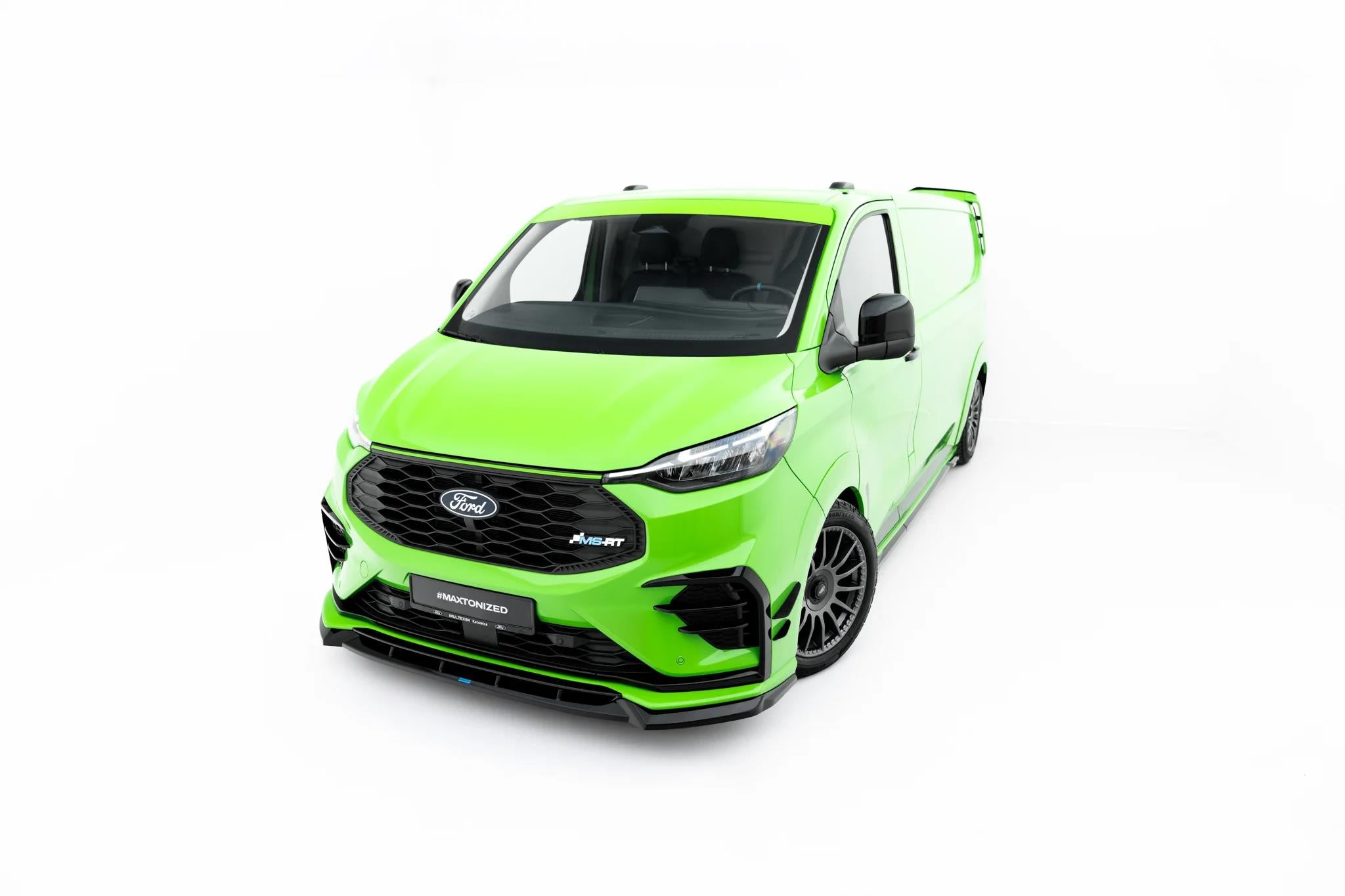 Maxton Design Street+ Spoilerlippe Front Ansatz Passend für Ford Transit Custom Msrt Mk2 Schwarz Hochglanz