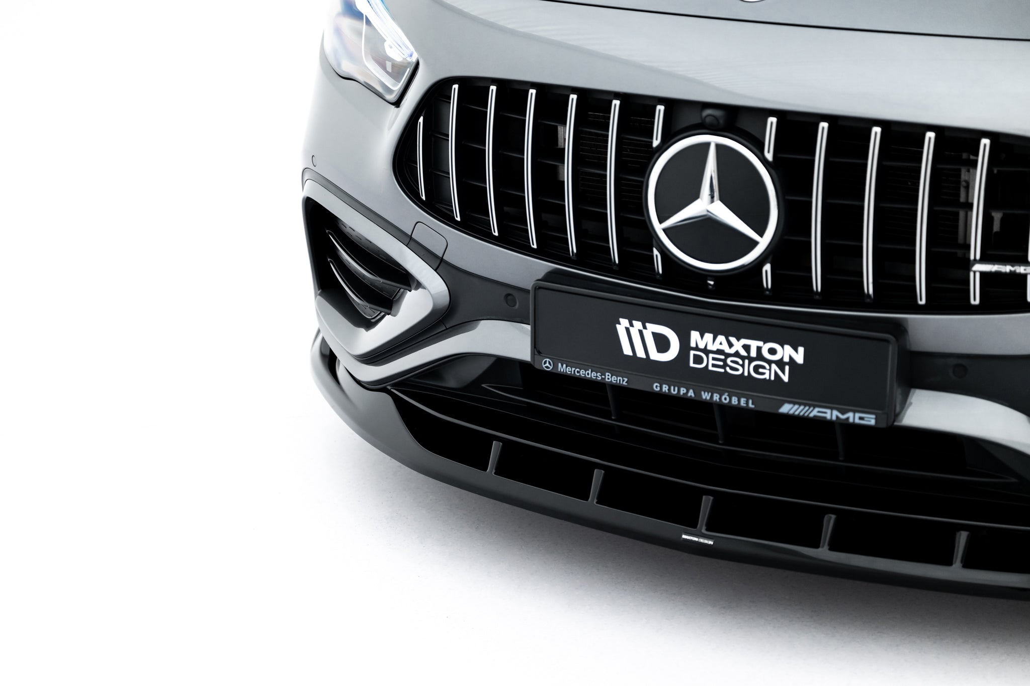 Maxton Design Street+ Spoilerlippe Front Ansatz V.2 passend für Mercedes-AMG GLA 35 H247 Facelift schwarz Hochglanz