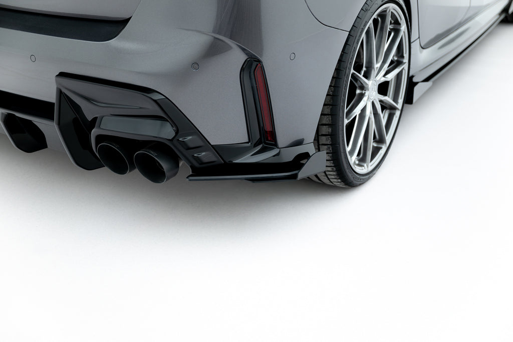 Maxton Design Street Pro Heck Ansatz Flaps Diffusor V.2 + Flaps passend für BMW 1er M-Paket F70 schwarz Hochglanz