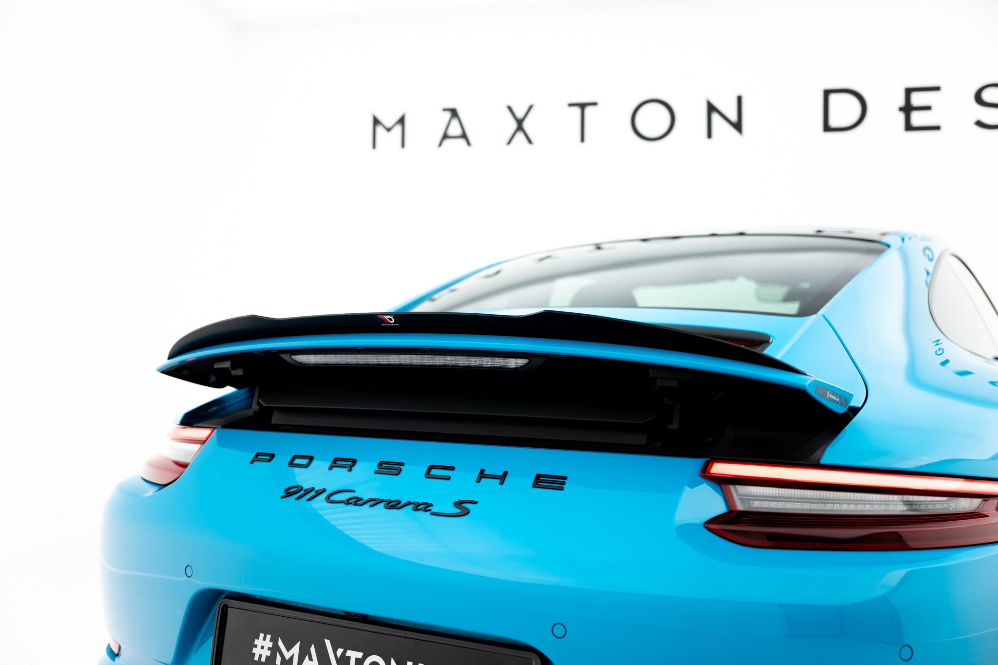 Maxton Design Spoiler CAP passend für Porsche 911 Carrera 991 Facelift schwarz Hochglanz