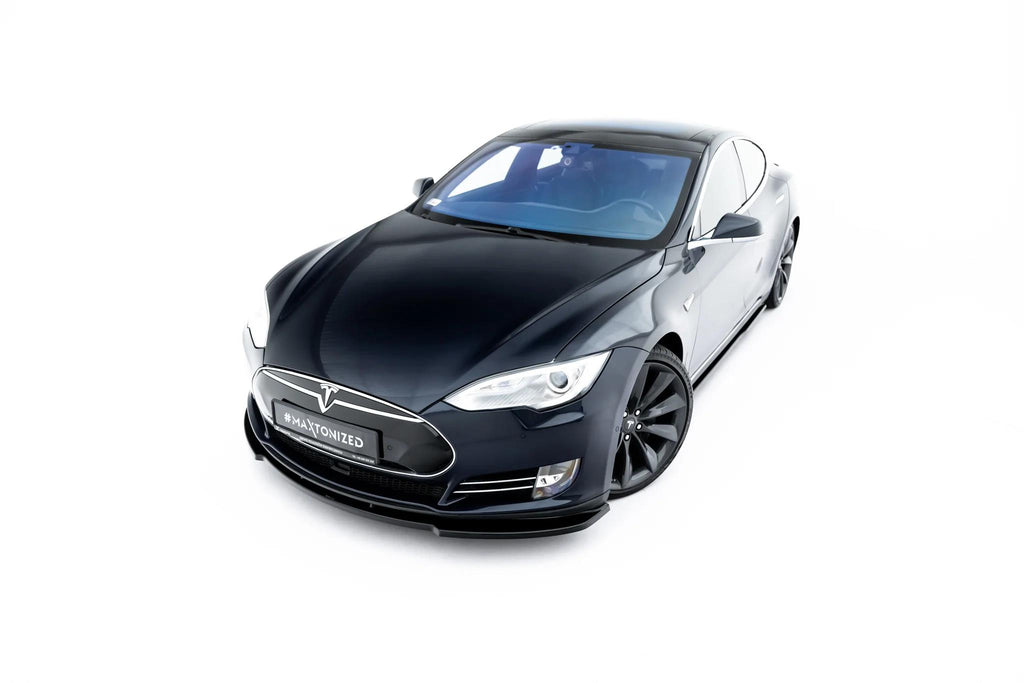 Maxton Design Street+ Spoilerlippe Front Ansatz V.2 passend für Tesla Model S Mk1 schwarz Hochglanz