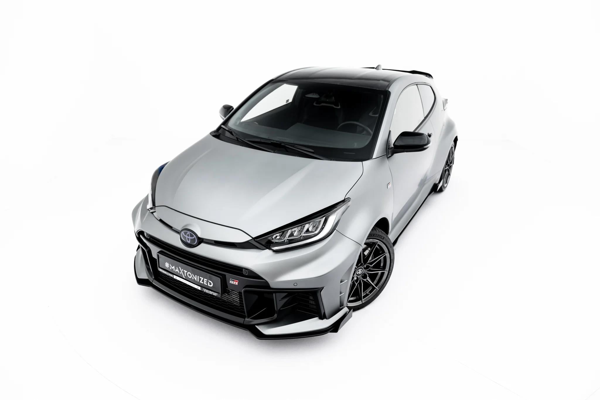 Maxton Design Street Pro Street+ Spoilerlippe Front Ansatz + Flaps passend für Toyota GR Yaris Mk4 Facelift schwarz Hochglanz