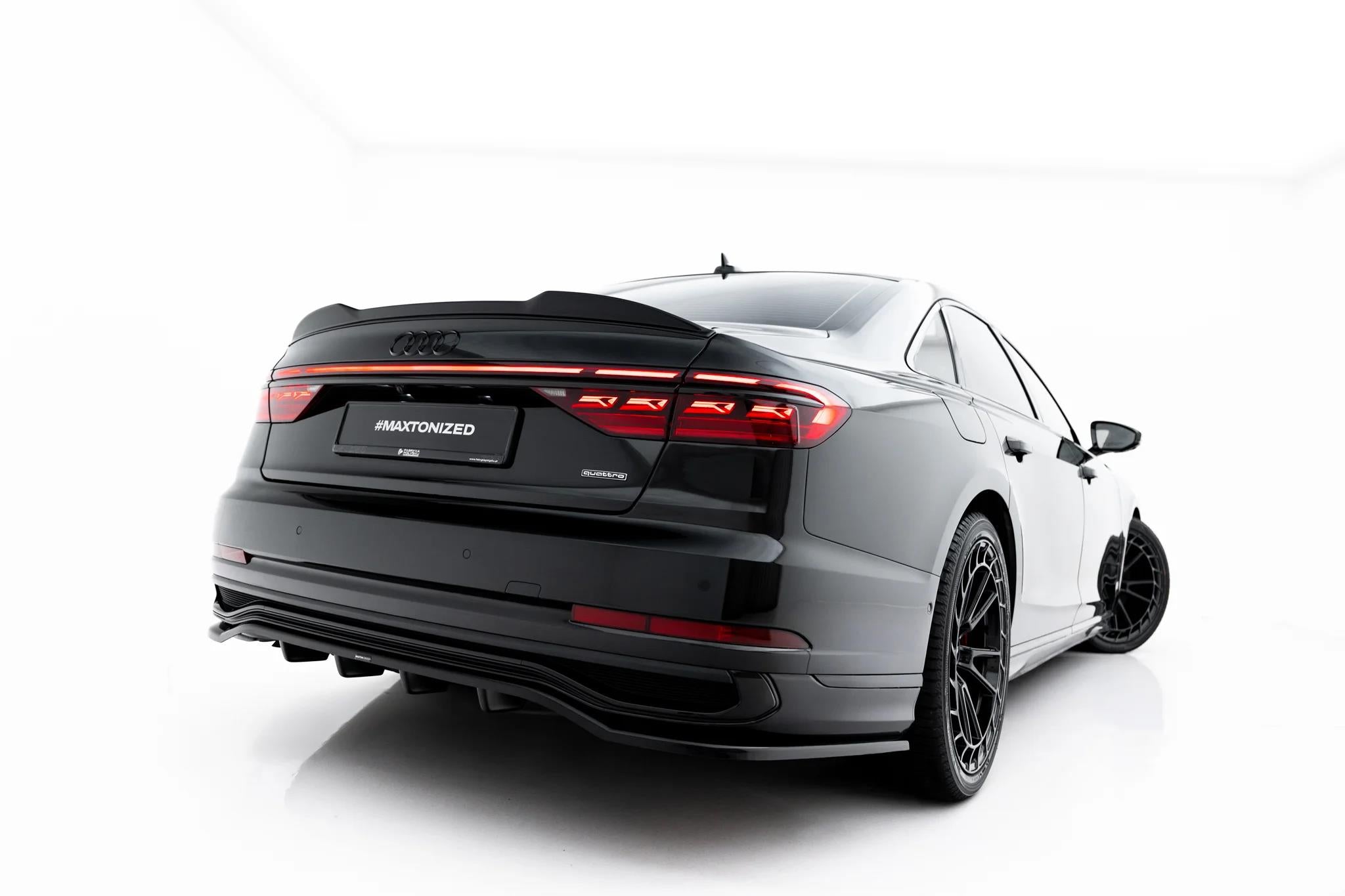 Maxton Design Street+ Mittlerer Diffusor Race Passend für Audi A8 S-Line Long D5 Facelift Schwarz Hochglanz