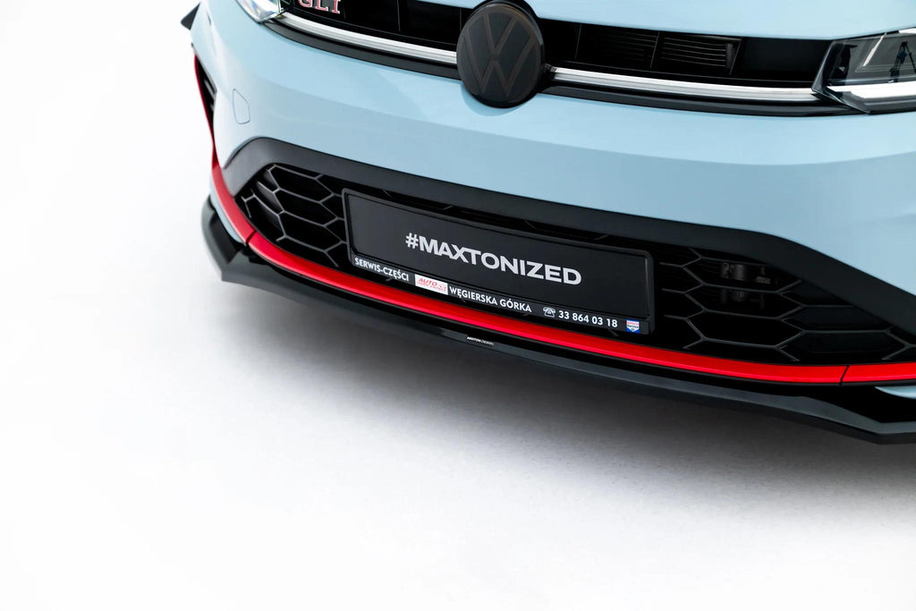 Maxton Design Street+ Spoilerlippe Front Ansatz V.2 passend für VW Jetta GLI Mk7 Facelift 2 schwarz Hochglanz