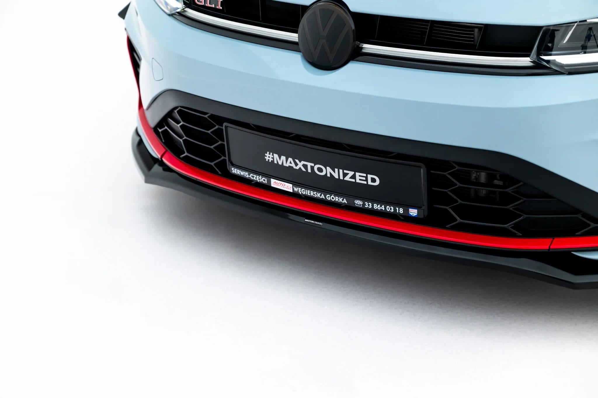 Maxton Design Street+ Spoilerlippe Front Ansatz V.2 passend für VW Jetta GLI Mk7 Facelift 2 schwarz Hochglanz