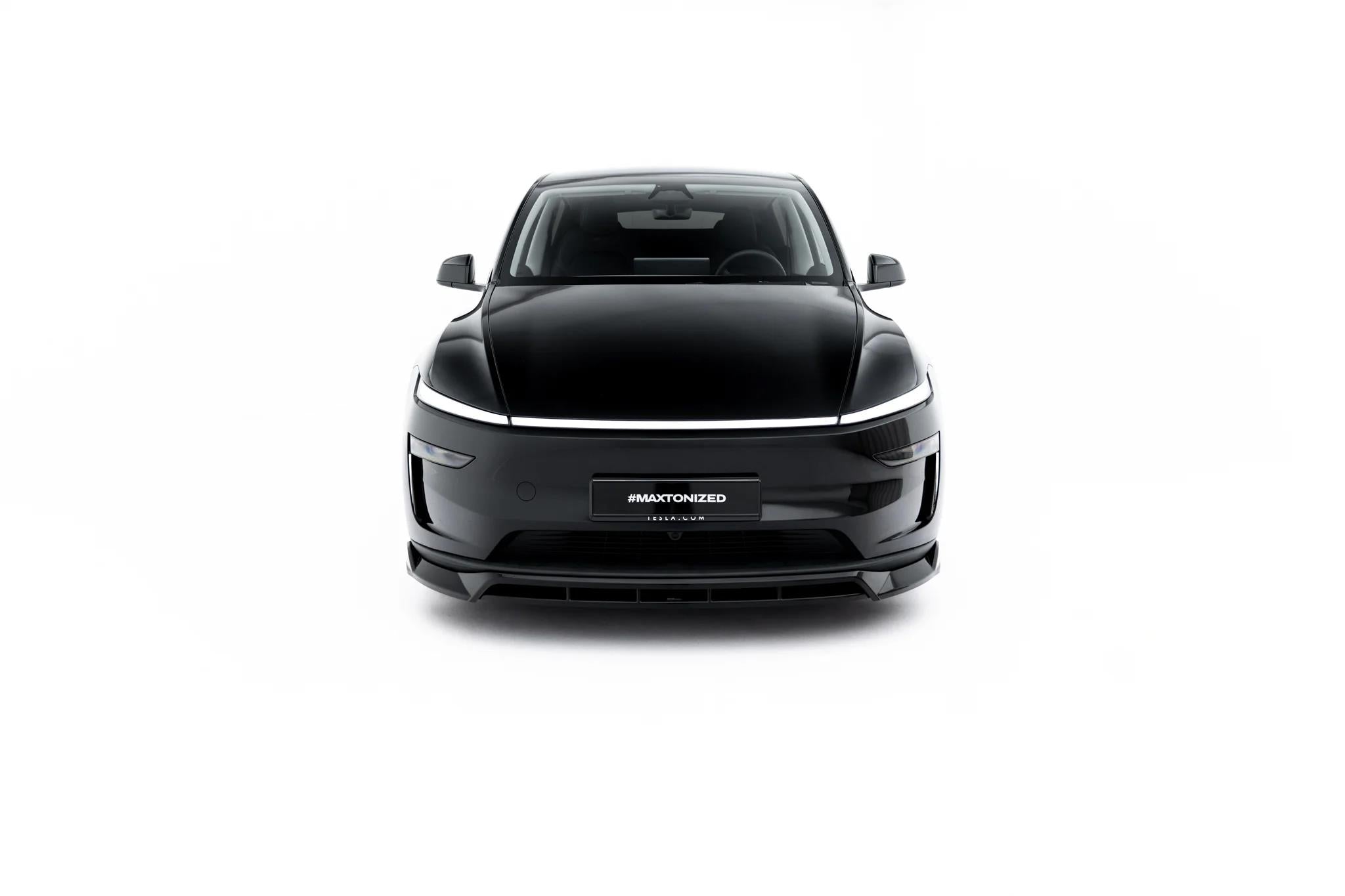 Maxton Design Street+ Spoilerlippe Front Ansatz passend für Tesla Model Y Premium Mk1 Facelift schwarz Hochglanz