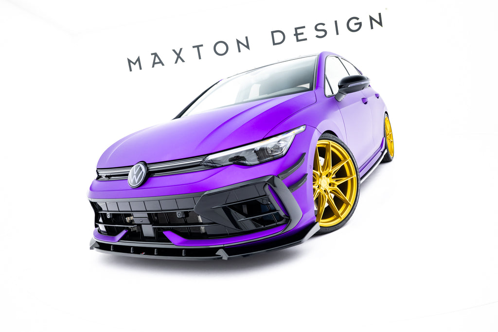 Maxton Design Street+ Spoilerlippe Front Ansatz V.3 passend für VW Golf R Variant Mk8 Facelift schwarz Hochglanz