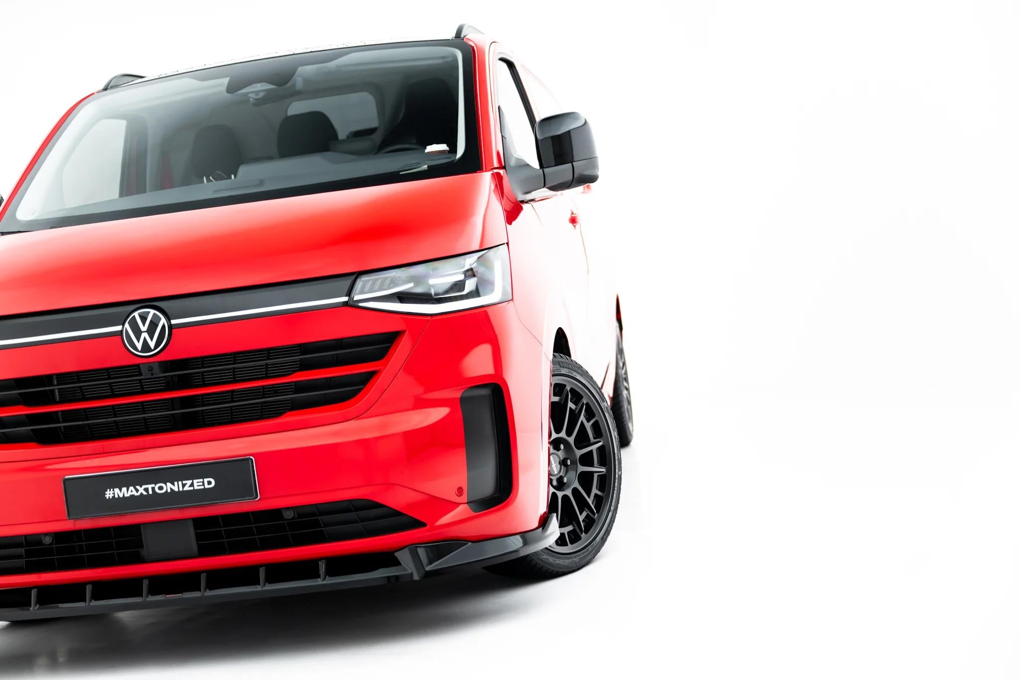 Maxton Design Street+ Spoilerlippe Front Ansatz V.1 passend für VW Transporter T7 schwarz Hochglanz